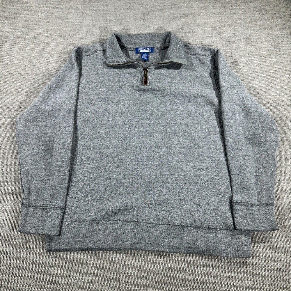 Premier International Quarter Zip‎ Pullover Mens L Gray Good Heathered Mock Neck